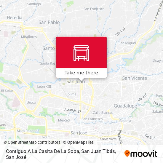 Contiguo A La Casita De La Sopa, San Juan Tibás map