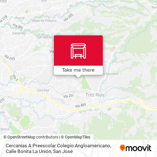 Cercanías A Preescolar Colegio Angloamericano, Calle Bonita La Unión map
