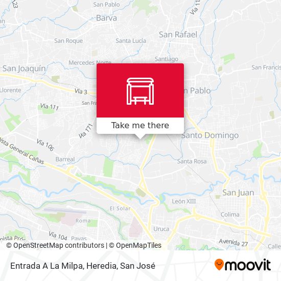 Entrada A La Milpa, Heredia map