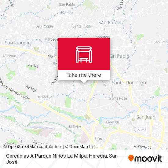 Cercanías A Parque Niños La Milpa, Heredia map