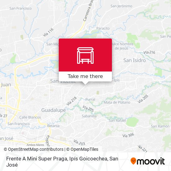 Mapa de Frente A Mini Super Praga, Ipís Goicoechea