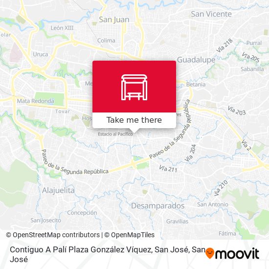 Mapa de Contiguo A Palí Plaza González Víquez, San José