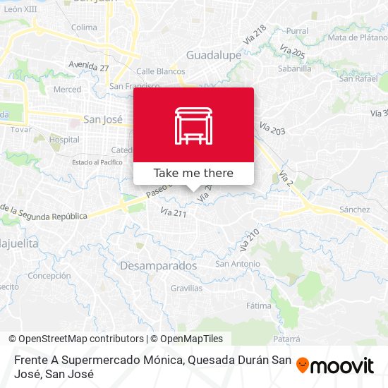 Frente A Supermercado Mónica, Quesada Durán San José map
