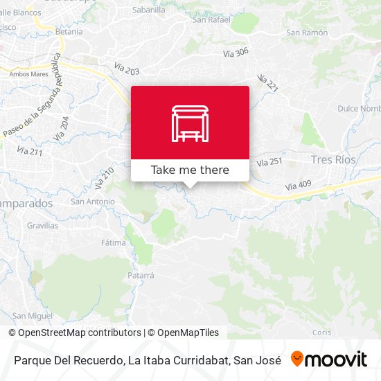 Parque Del Recuerdo, La Itaba Curridabat map