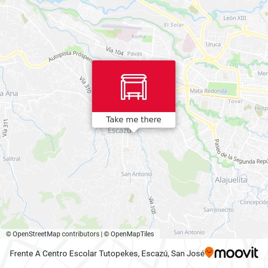 Frente A Centro Escolar Tutopekes, Escazú map