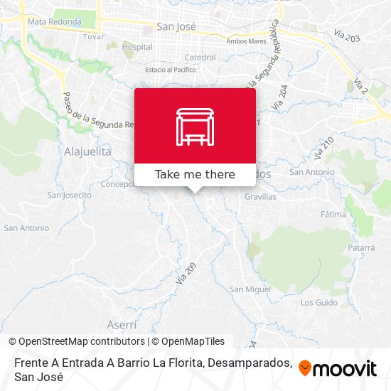 Frente A Entrada A Barrio La Florita, Desamparados map