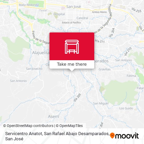 Servicentro Anatot, San Rafael Abajo Desamparados map