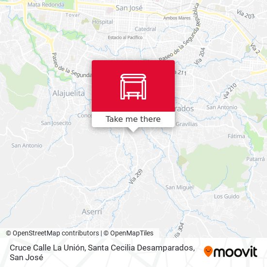 Cruce Calle La Unión, Santa Cecilia Desamparados map