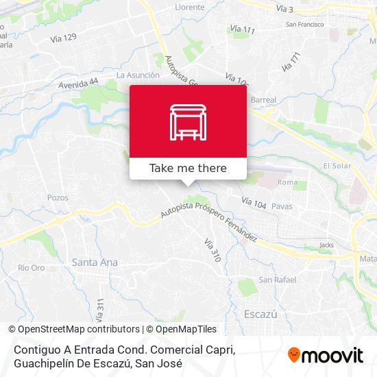 Contiguo A Entrada Cond. Comercial Capri, Guachipelín De Escazú map