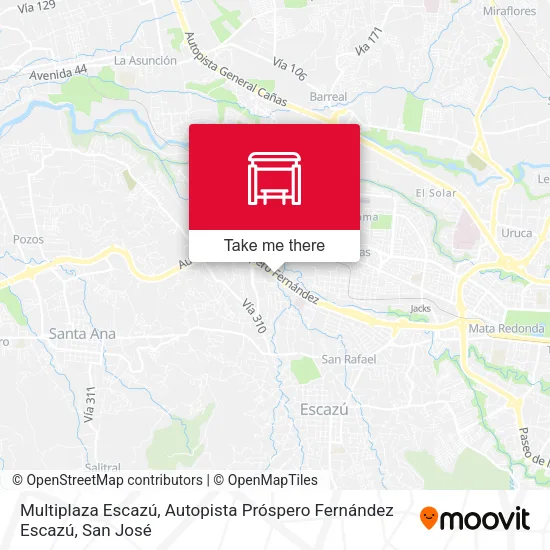 Mapa de Multiplaza Escazú, Autopista Próspero Fernández Escazú