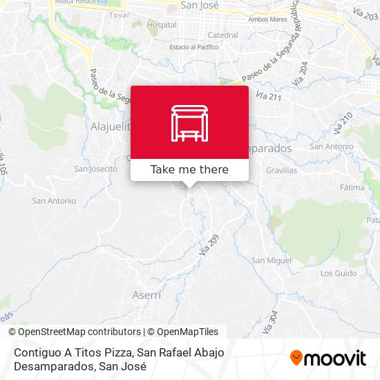 Contiguo A Titos Pizza, San Rafael Abajo Desamparados map