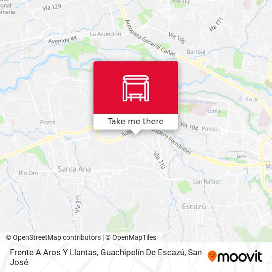 Mapa de Frente A Aros Y Llantas, Guachipelín De Escazú