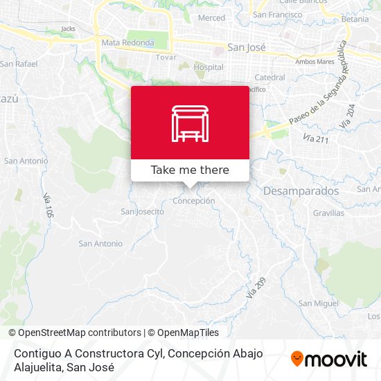 Mapa de Contiguo A Constructora Cyl, Concepción Abajo Alajuelita