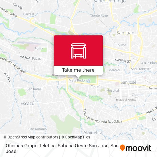 Oficinas Grupo Teletica, Sabana Oeste San José map