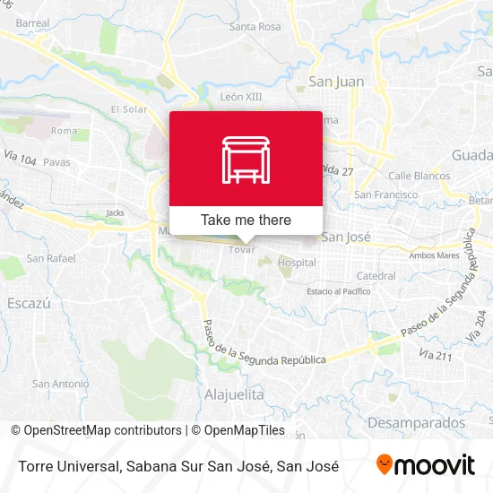 Mapa de Torre Universal, Sabana Sur San José