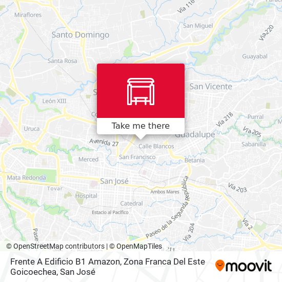 Mapa de Frente A Edificio B1 Amazon, Zona Franca Del Este Goicoechea