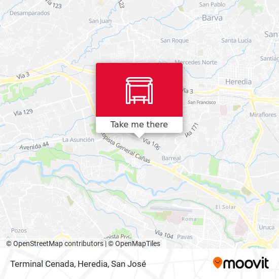 Mapa de Terminal Cenada, Heredia
