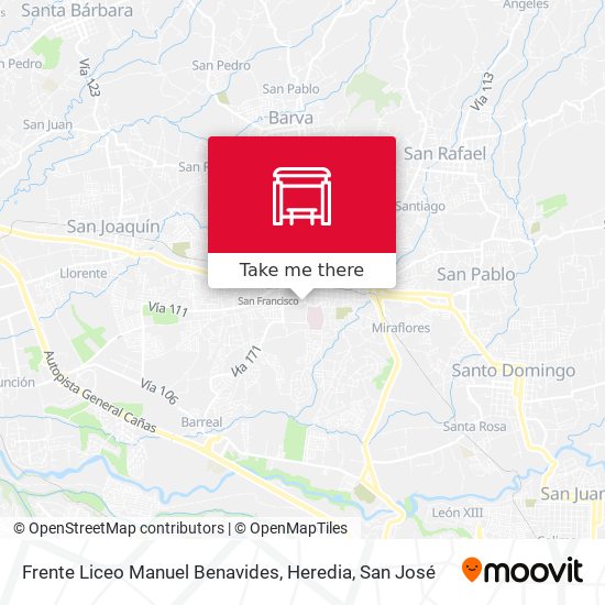 Mapa de Frente Liceo Manuel Benavides, Heredia