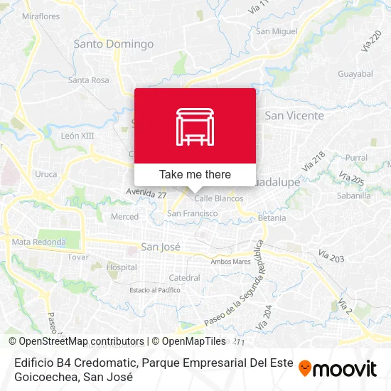 Mapa de Edificio B4 Credomatic, Parque Empresarial Del Este Goicoechea