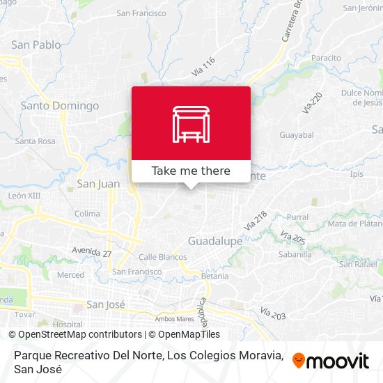 Parque Recreativo Del Norte, Los Colegios Moravia map