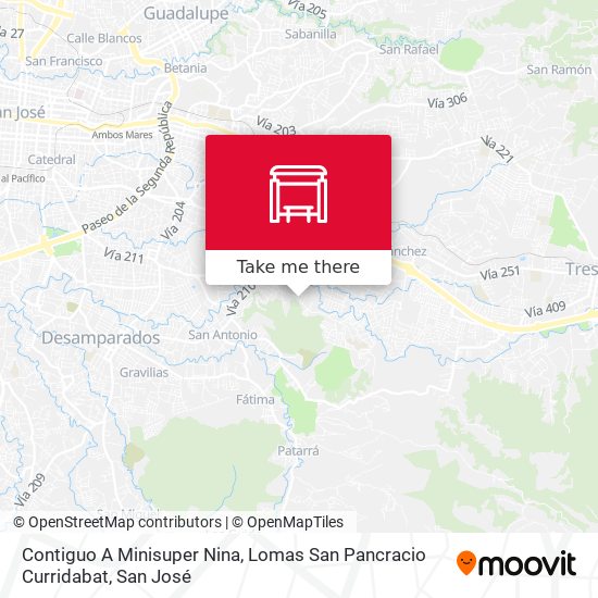Mapa de Contiguo A Minisuper Nina, Lomas San Pancracio Curridabat