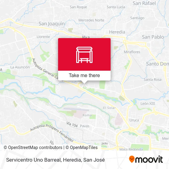 Servicentro Uno Barreal, Heredia map