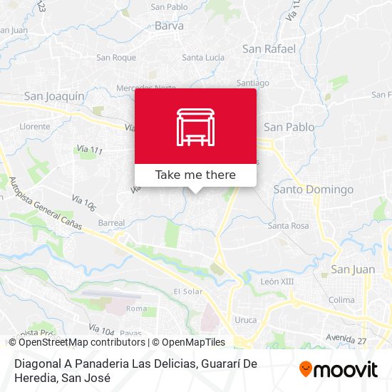 Diagonal A Panaderia Las Delicias, Guararí De Heredia map