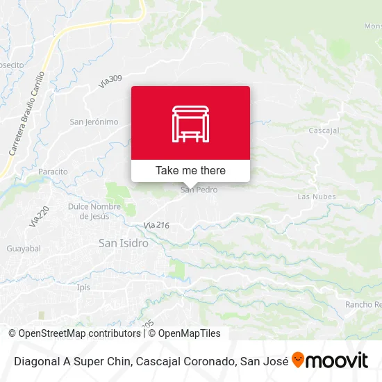 Diagonal A Super Chin, Cascajal Coronado map