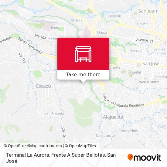 Mapa de Terminal La Aurora, Frente A Super Bellotas