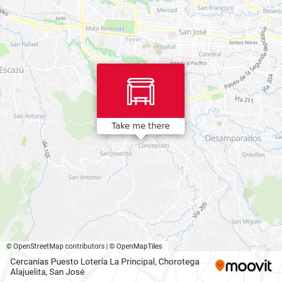 Cercanías Puesto Lotería La Principal, Chorotega Alajuelita map