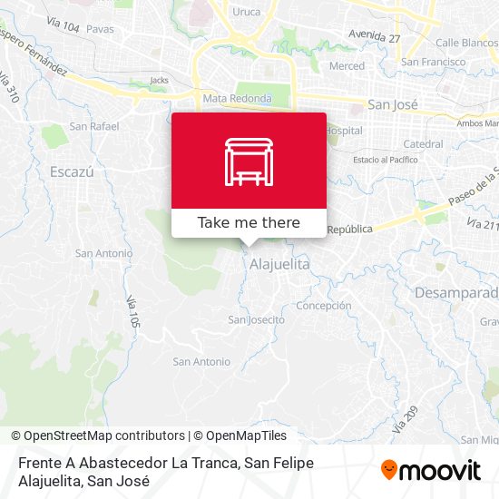 Frente A Abastecedor La Tranca, San Felipe Alajuelita map