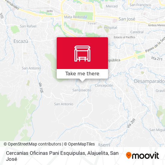 Cercanías Oficinas Pani Esquipulas, Alajuelita map
