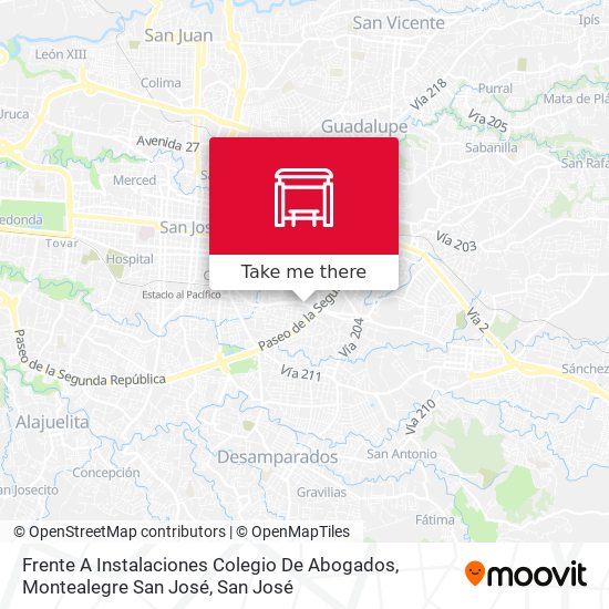 Frente A Instalaciones Colegio De Abogados, Montealegre San José map