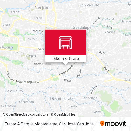 Mapa de Frente A Parque Montealegre, San José