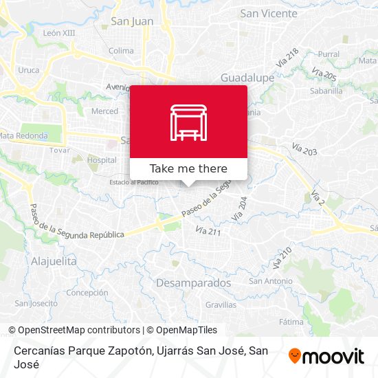 Cercanías Parque Zapotón, Ujarrás San José map