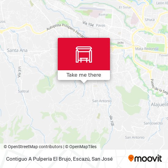 Mapa de Contiguo A Pulpería El Brujo, Escazú
