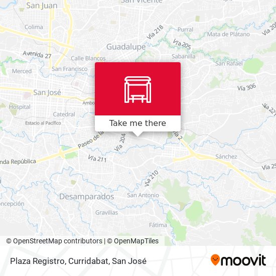 Mapa de Plaza Registro, Curridabat