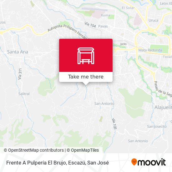 Frente A Pulpería El Brujo, Escazú map