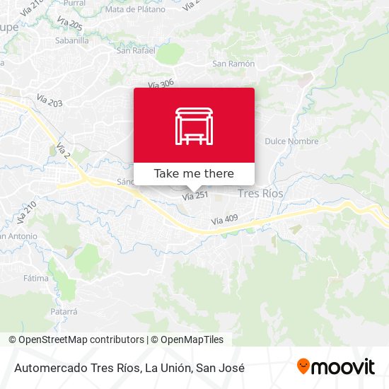 Automercado Tres Ríos, La Unión map