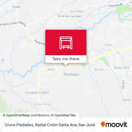 Mapa de Cruce Piedades, Radial Colón Santa Ana