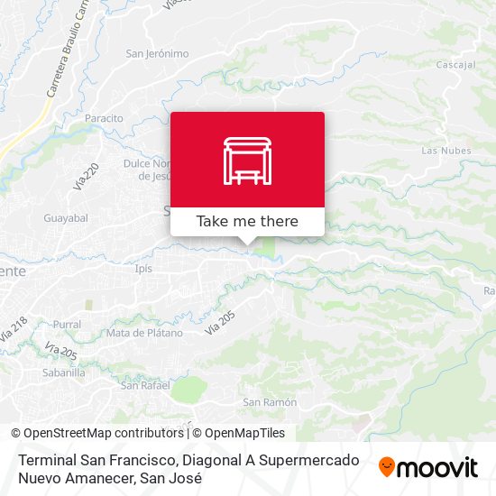 Terminal San Francisco, Diagonal A Supermercado Nuevo Amanecer map
