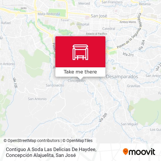 Contiguo A Soda Las Delicias De Haydee, Concepción Alajuelita map