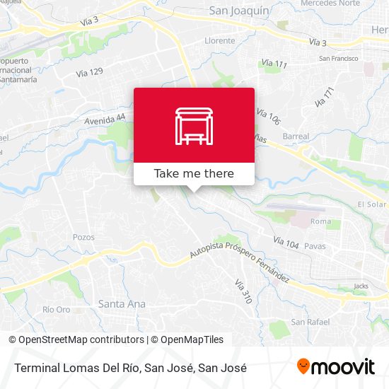 Terminal Lomas Del Río, San José map