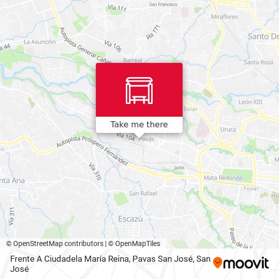 Frente A Ciudadela María Reina, Pavas San José map
