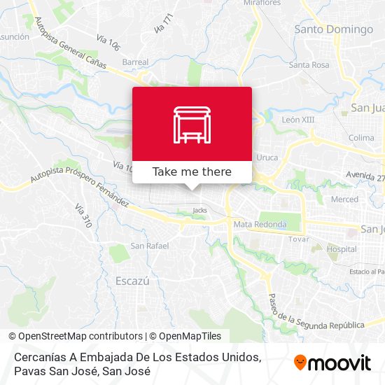 Cercanías A Embajada De Los Estados Unidos, Pavas San José map