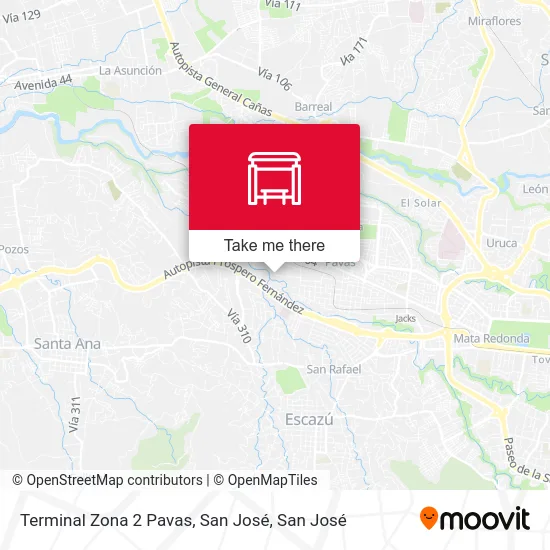 Terminal Zona 2 Pavas, San José map