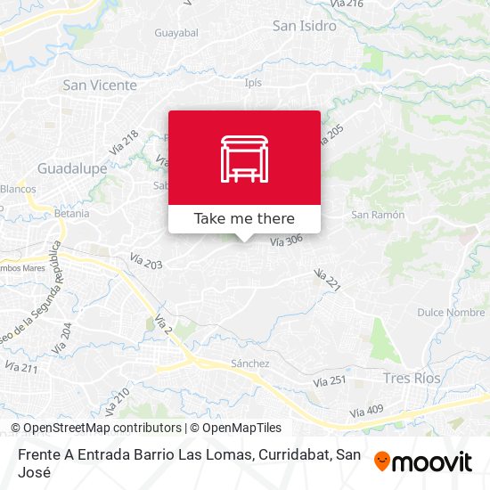Mapa de Frente A Entrada Barrio Las Lomas, Curridabat