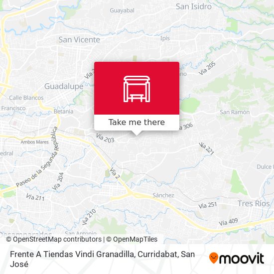 Frente A Tiendas Vindi Granadilla, Curridabat map