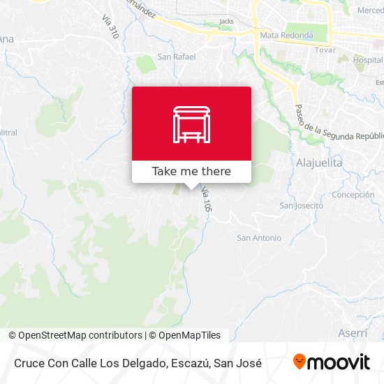 Mapa de Cruce Con Calle Los Delgado, Escazú