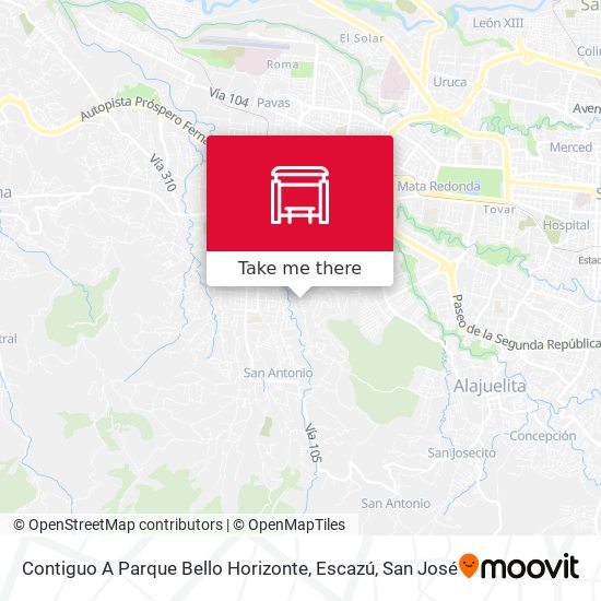 Mapa de Contiguo A Parque Bello Horizonte, Escazú